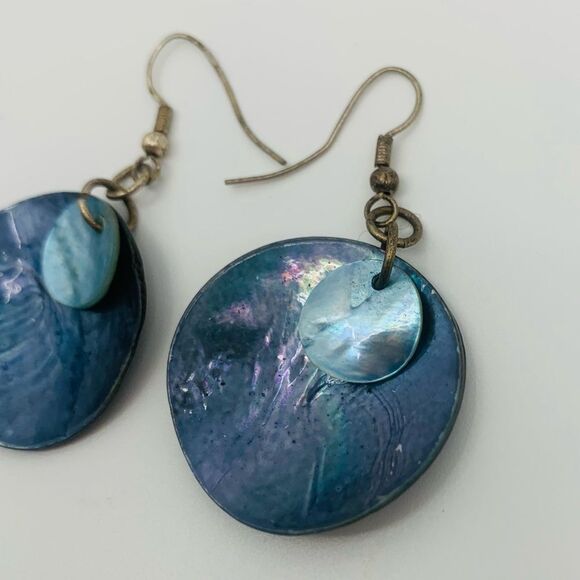 Elegant Blue Shell Earrings | Abalone style - Picture 2 of 4